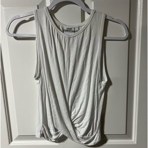 Good American White front twist tank